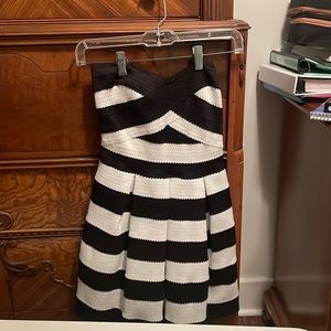Black white stripped cocktail dress